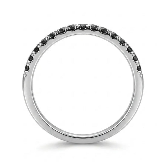 Elegantiškas auksinis žiedas su 0,126 ct juodais safyrais