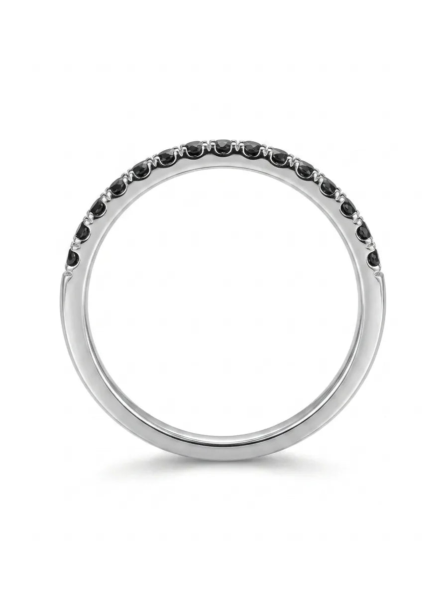 Elegantiškas auksinis žiedas su 0,126 ct juodais safyrais