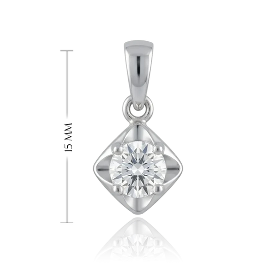 Pakabukas su cirkoniu ir blizgiu kvadratiniu rėmeliu