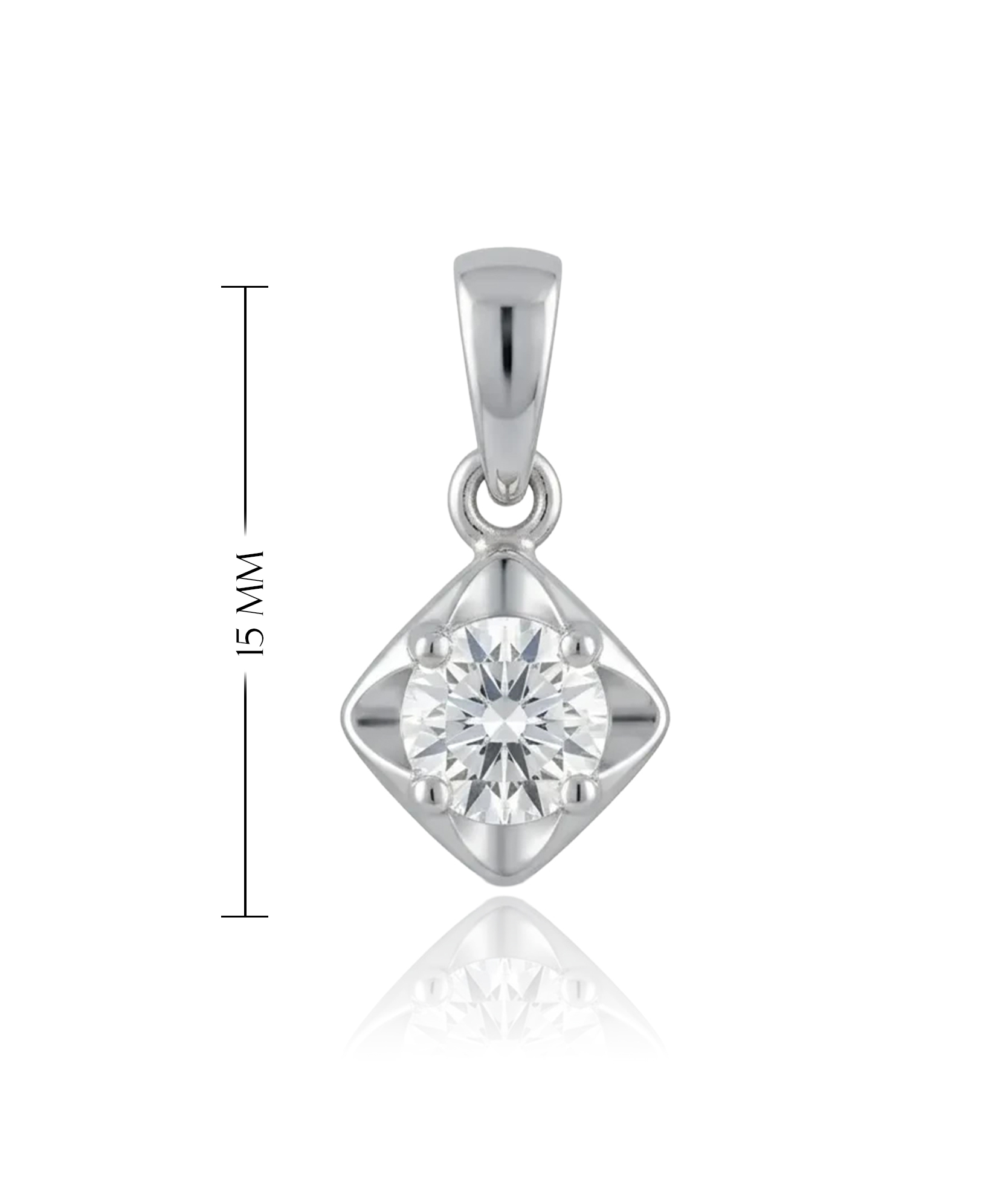 Pakabukas su cirkoniu ir blizgiu kvadratiniu rėmeliu