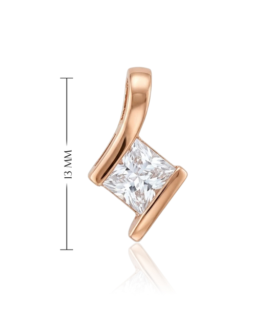 Pakabukas su kvadratiniu cirkoniu iš 585 prabos aukso