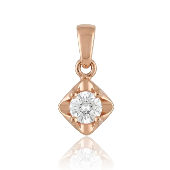 Auksinis kvadratinės formos pakabukas su cirkoniu