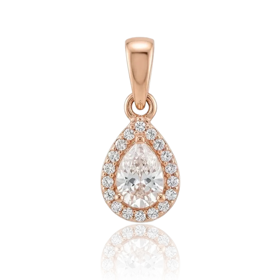 Auksinis lašo formos pakabukas su cirkoniu