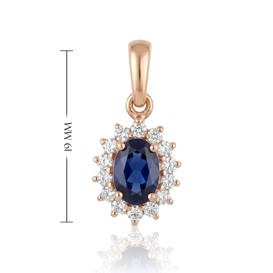 Ovalus pakabukas su mėlynu akmeniu