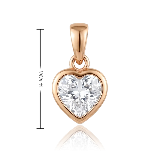 Auksinis širdelės formos pakabukas su cirkoniu
