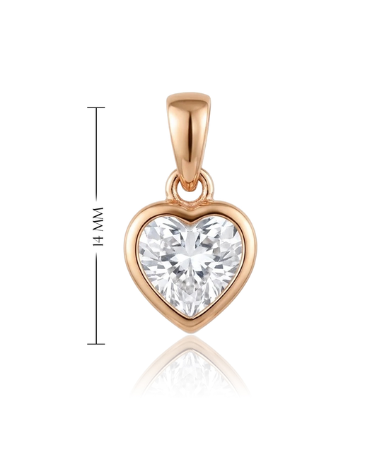 Auksinis širdelės formos pakabukas su cirkoniu
