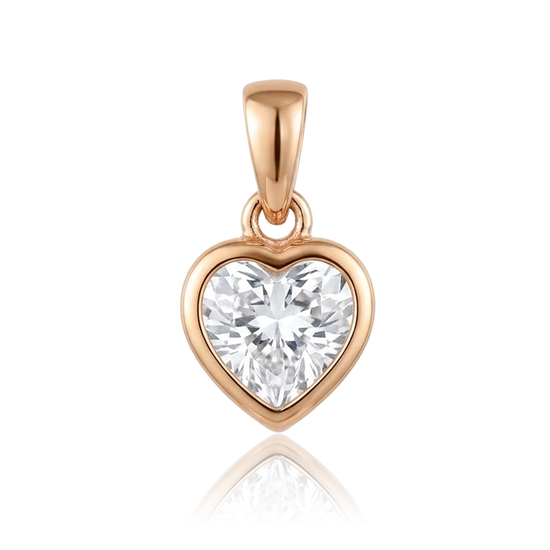 Auksinis širdelės formos pakabukas su cirkoniu

