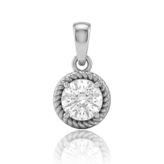 Auksinis pakabukas su cirkoniu ir virvutės ornamentu