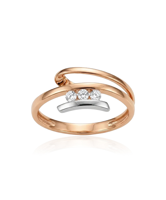 Auksinis žiedas su cirkoniais 17.5 dydis