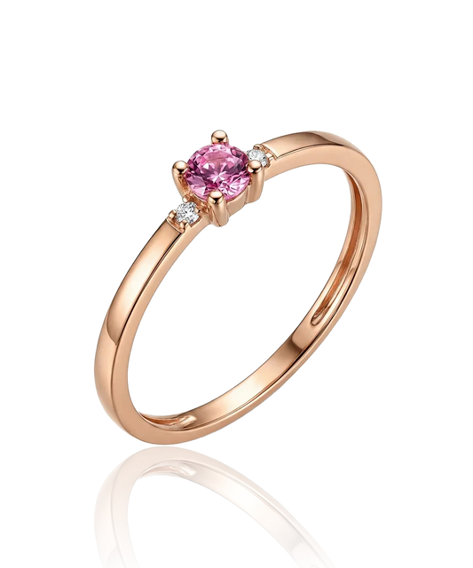 Auksinis žiedas su rožiniu akmeniu