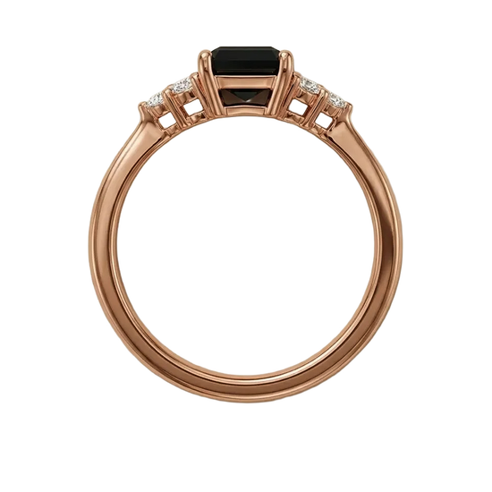 585 prabos auksinis žiedas su juodu akmeniu 2.57 g