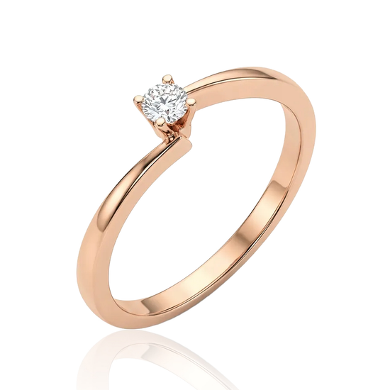 Auksinis žiedas su apvaliu cirkoniu 585 prabos