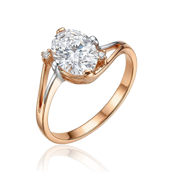 Auksinis žiedas su dideliu cirkoniu 17 dydis