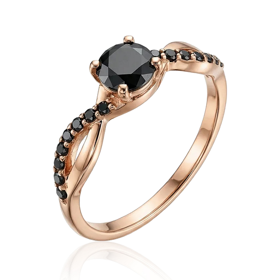 Auksinis žiedas su juodu cirkoniu 17 dydis