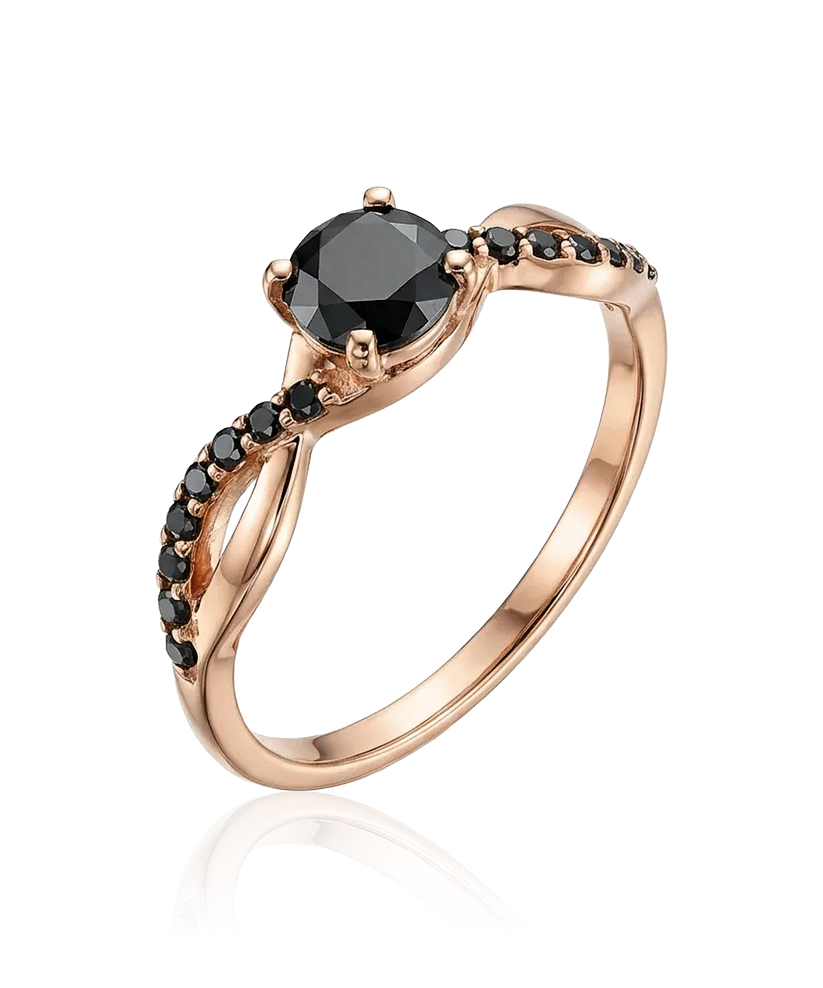 Auksinis žiedas su juodu cirkoniu 17 dydis