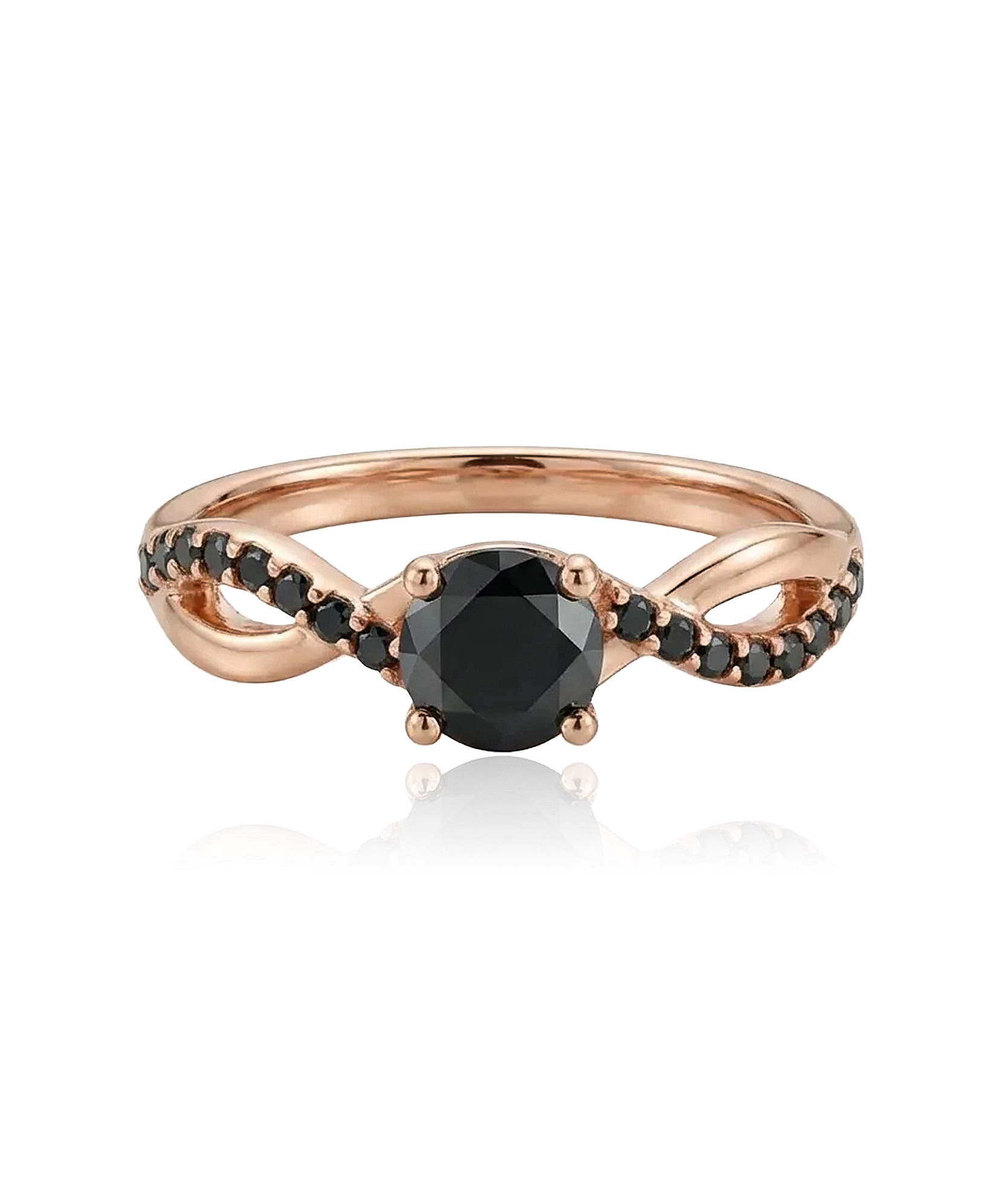 Prabangus moteriškas auksinis žiedas su juodu akmeniu