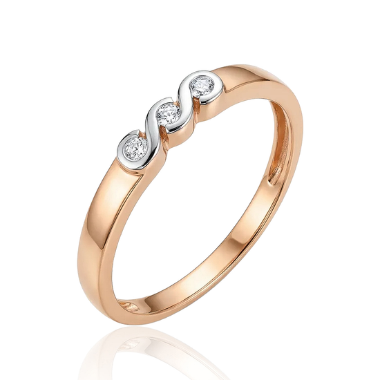 Auksinis žiedas su trimis cirkoniais 17 dydis