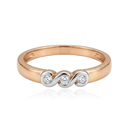 Moteriškas auksinis žiedas su trimis akmenimis