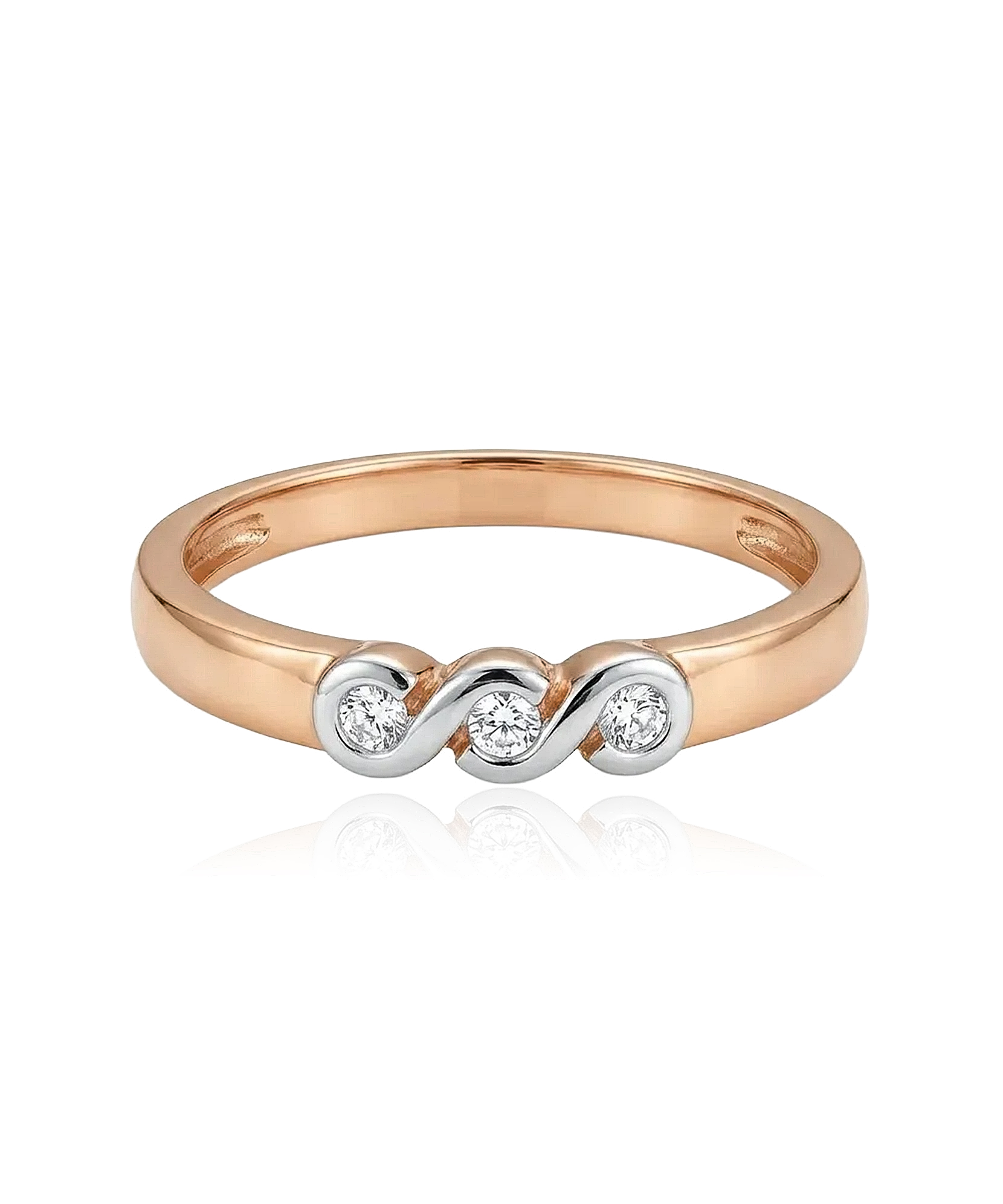 Moteriškas auksinis žiedas su trimis akmenimis