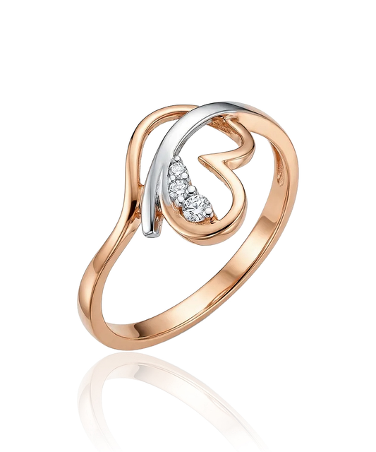 Auksinis žiedas širdelės formos