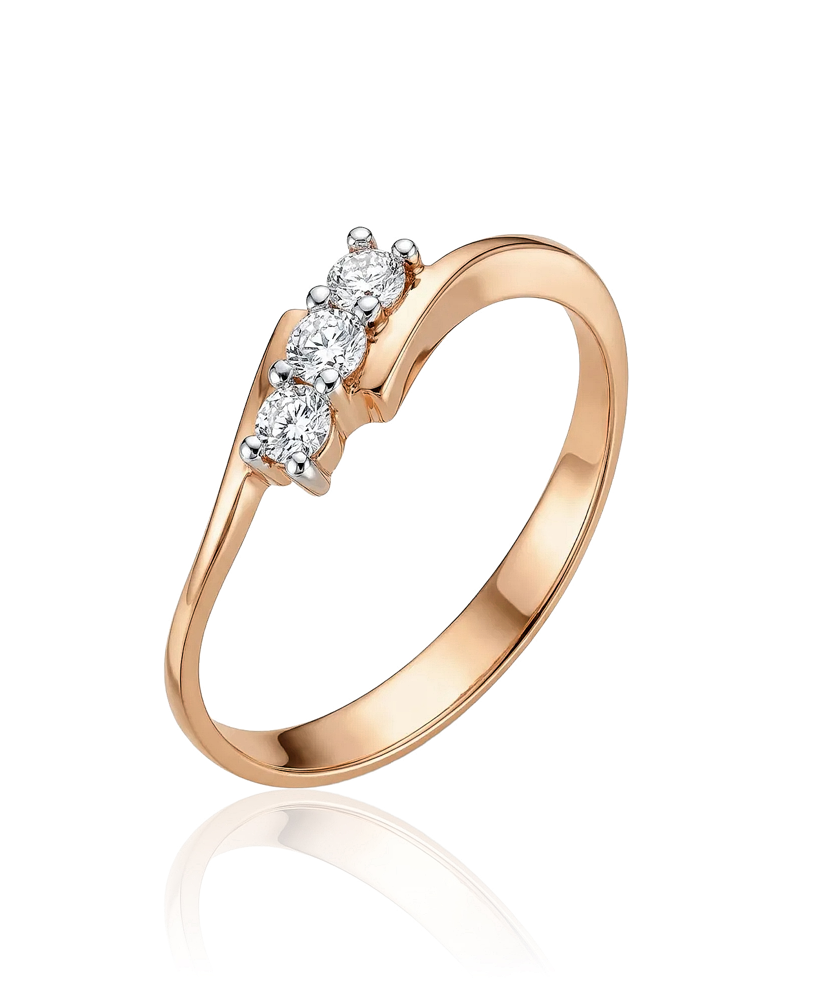 Auksinis žiedas su keturiais cirkoniais 17 dydis