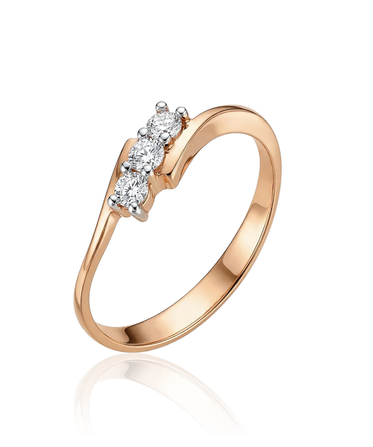 Auksinis žiedas su keturiais cirkoniais 17 dydis