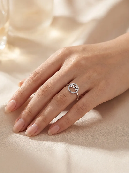 Balto aukso žiedas su briliantais