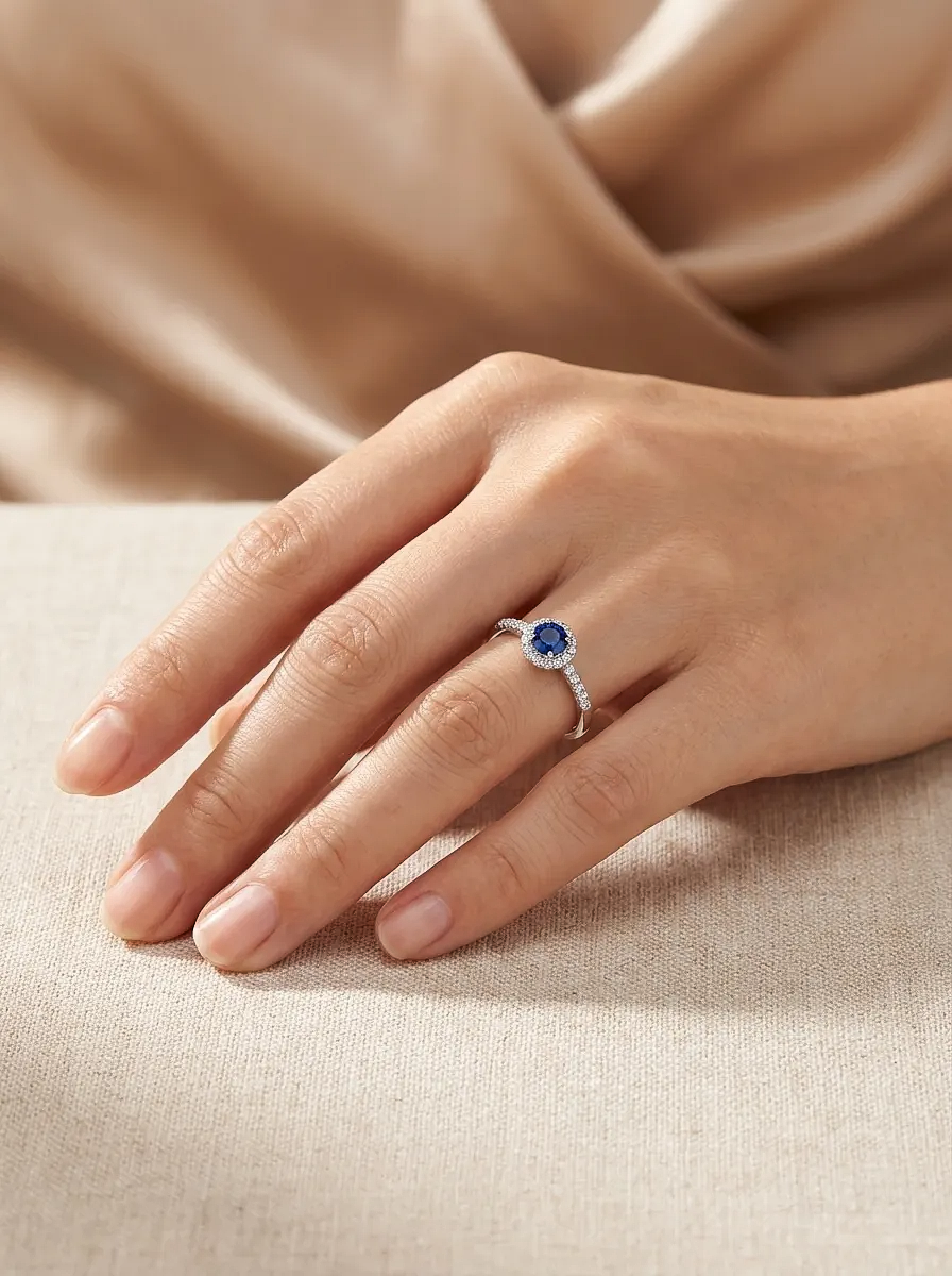 Auksinis žiedas su safyru 0,32 ct