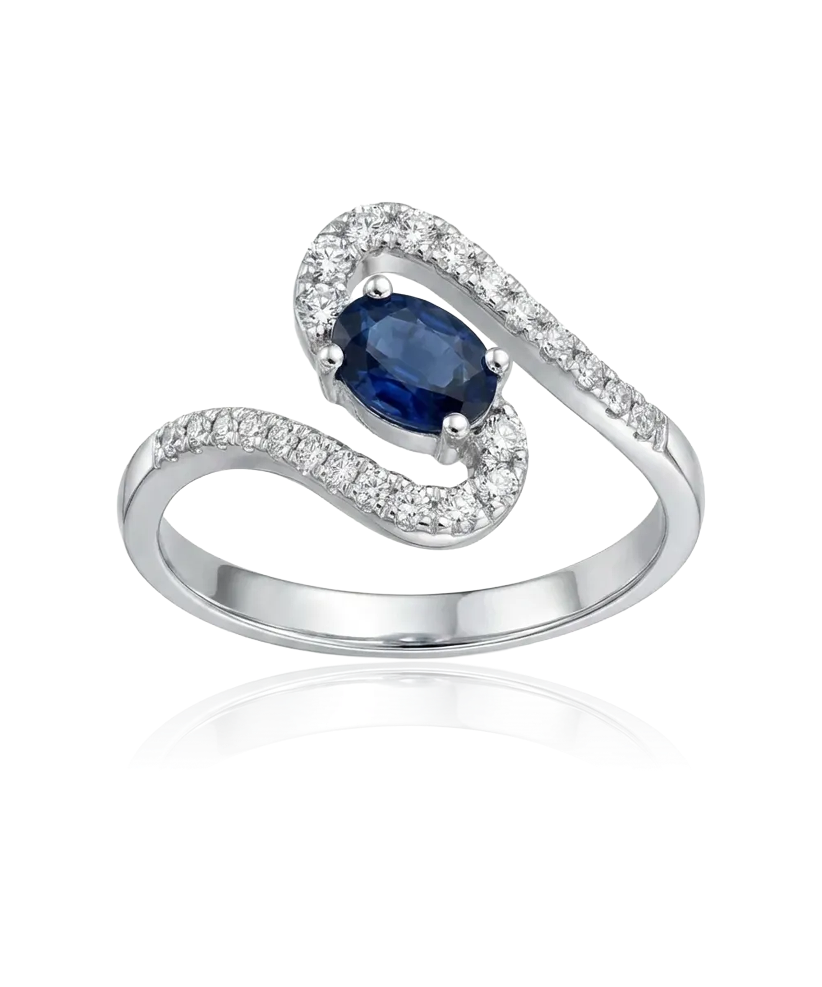 Žiedas su safyru ir briliantais 18 dydis