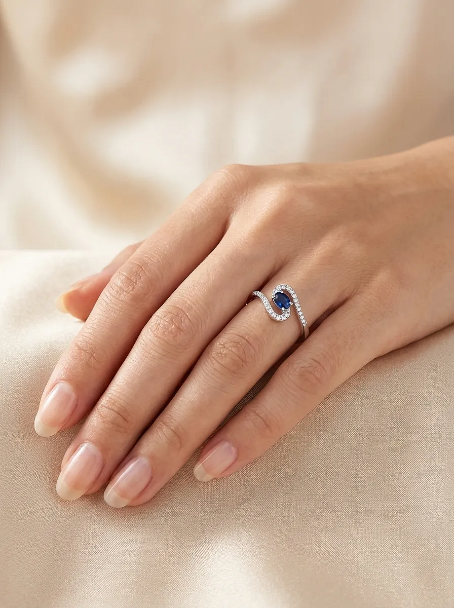 Auksinis žiedas su safyru 0,33 ct