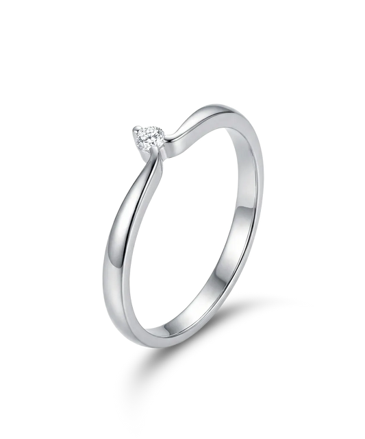 Auksinis žiedas su briliantu 0,06 ct, 17 dydis