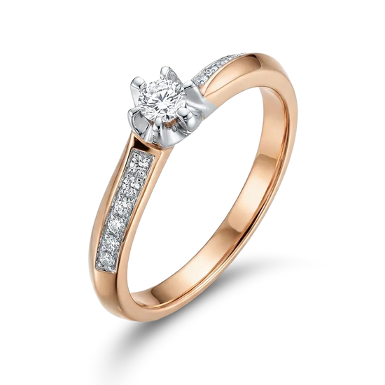 Auksinis žiedas su briliantais 0,13 ct 17 dydis