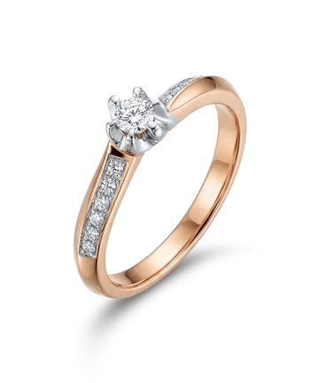 Auksinis žiedas su briliantais 0,13 ct 17 dydis