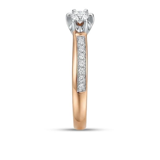 Auksinis žiedas su centriniu briliantu