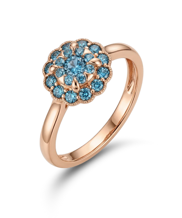 Auksinis žiedas su mėlynais brangakmeniais 18 dydis