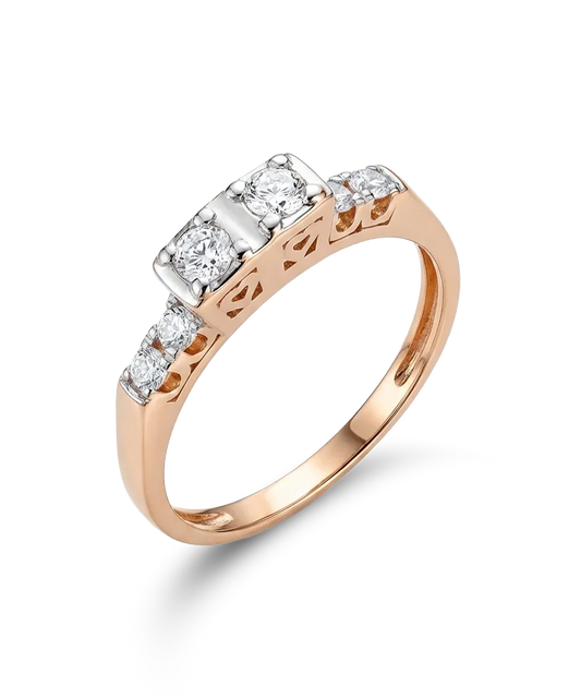 Auksinis žiedas su briliantais 0,45 ct, 18 dydis