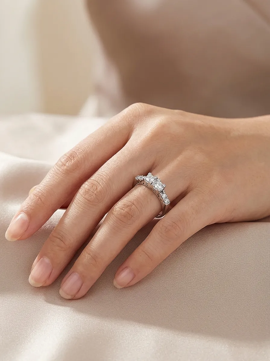 Balto aukso žiedas su briliantais