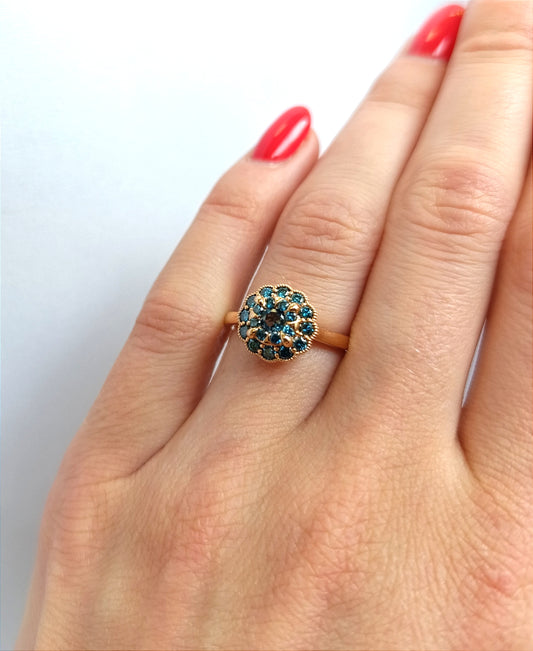 Gredzens ar topāzu un dimantiem 0.50ct Kolje