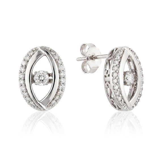 Spindintys auskarai su briliantais iš šono