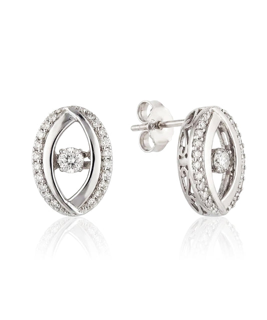 Spindintys auskarai su briliantais iš šono