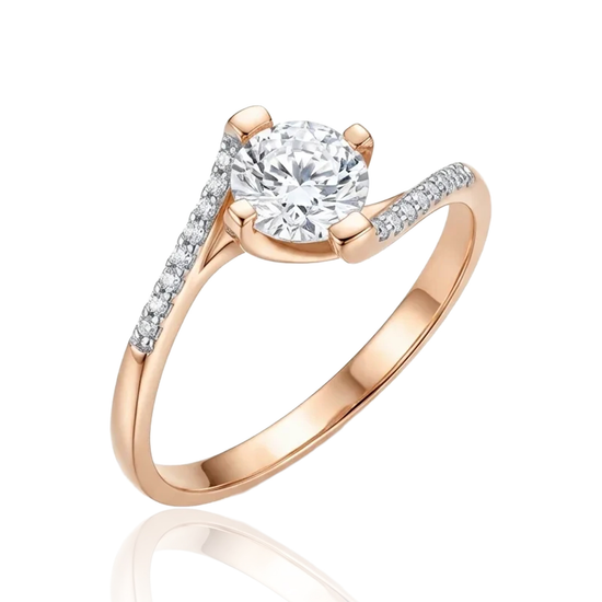 Auksinis žiedas su apvaliu cirkoniu 585 prabos