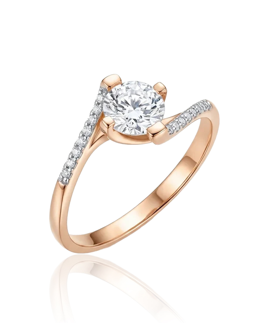 Auksinis žiedas su apvaliu cirkoniu 585 prabos