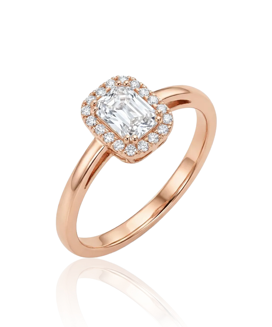 Auksinis žiedas su stačiakampiu cirkoniu 585 prabos