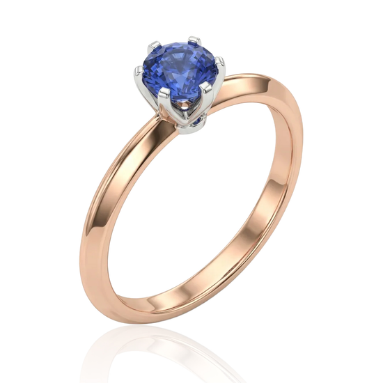 Auksinis žiedas su mėlynu akmeniu 16 dydis