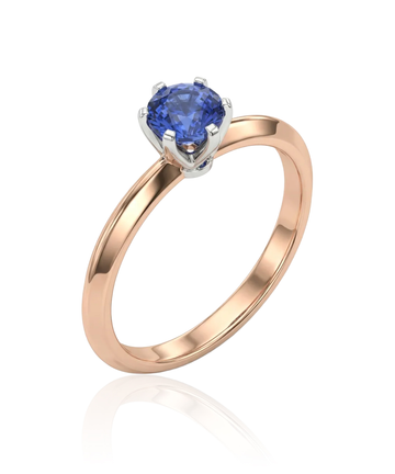 Auksinis žiedas su mėlynu akmeniu 16 dydis