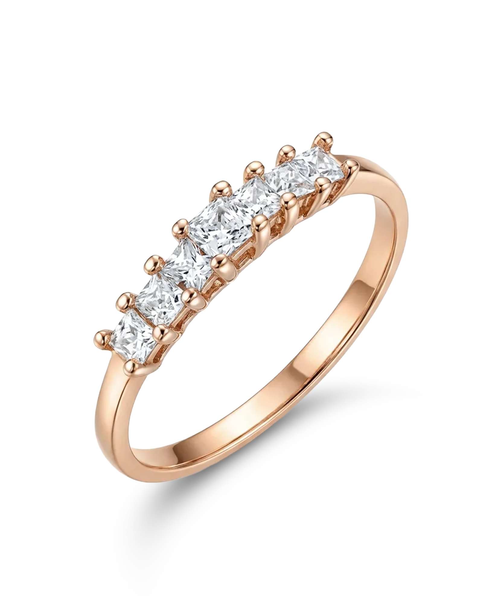 Auksinis žiedas su kvadratiniais cirkoniais 16 dydis