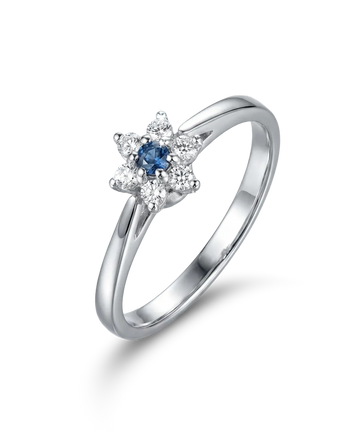 Balto aukso žiedas su mėlynu cirkoniu 16 dydis