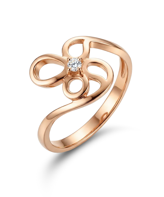 Auksinis žiedas su gėlės motyvu 16 dydis