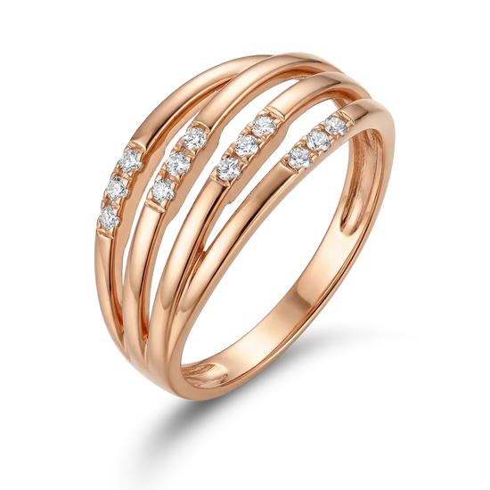 Auksinis platus žiedas su cirkoniais 16 dydis