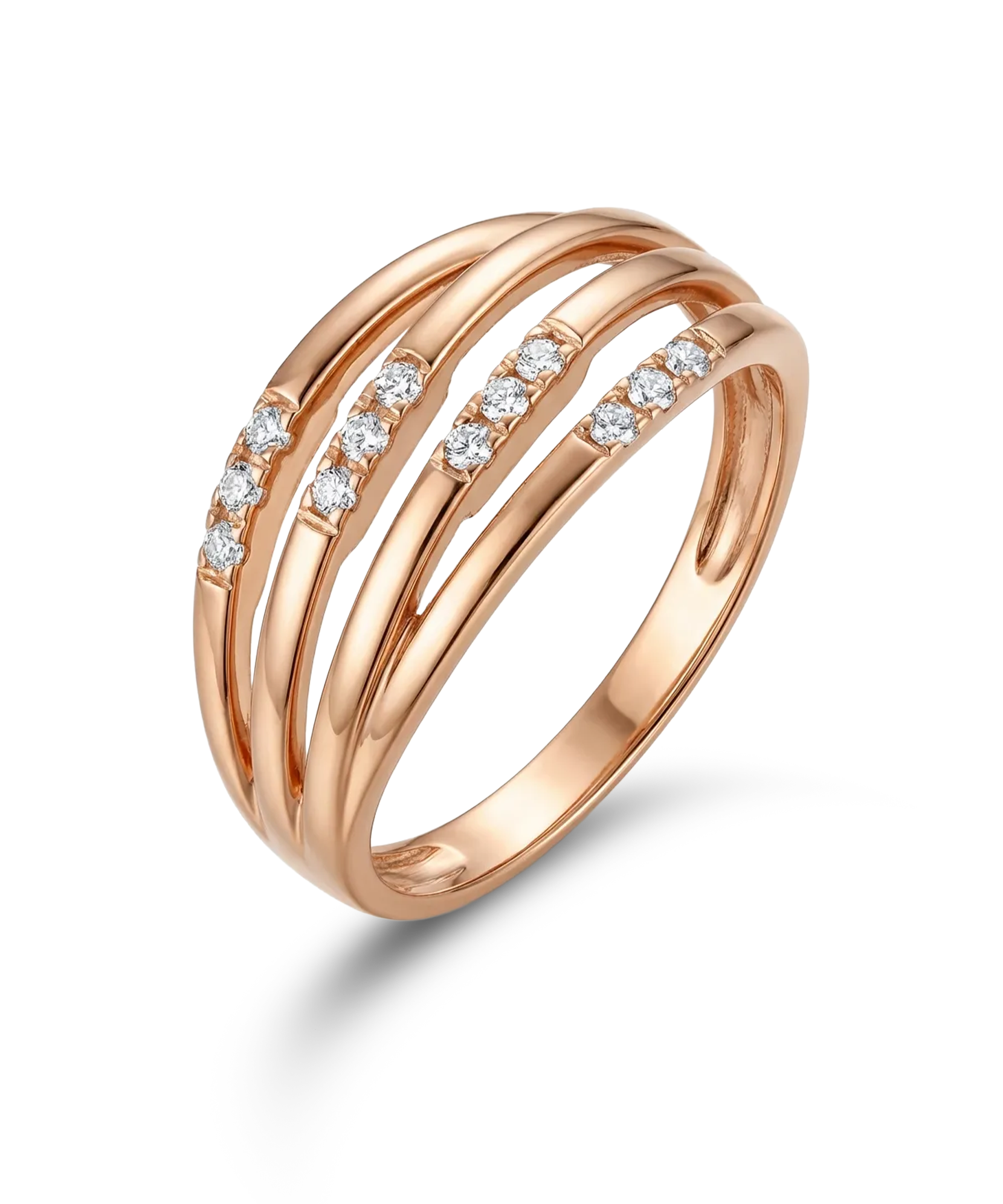 Auksinis platus žiedas su cirkoniais 16 dydis